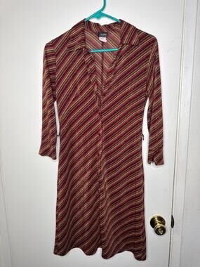 70’s Tampa sz S shimmery striped long sleeve dress